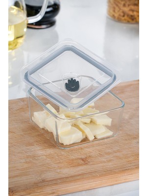 Frefly Store Acar Olivya Vakumlu Kare Cam Saklama Kabı - 0,45 Lt