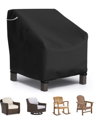 Frefly Store Startwo Veranda Sandalye Örtüleri Dış Mekan Mobilya Kılıfları Su Geçirmez 32" U x 37" G x 36" Y Için, Salon Derin Koltuk Kılıfı, Çim Mobilyaları Için Ağır Hizmet Sandalye Kılıfları, Siyah