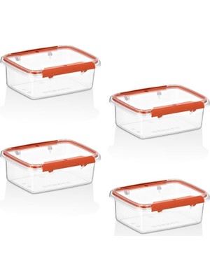 Frefly Store Smartware 4'lü Set Press - Lock Saklama Kabı 820 ml Turuncu