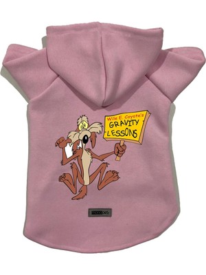 Frefly Store Monopetz Kapişonlu Polar Sweatshirt Köpek ve Kedi Kıyafeti & Elbisesi Pembe Coiote Xl