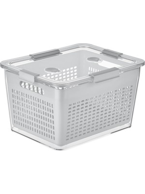 Frefly Store Selka Home - Lavin 7 Litre Açık Gri Saklama Kabı