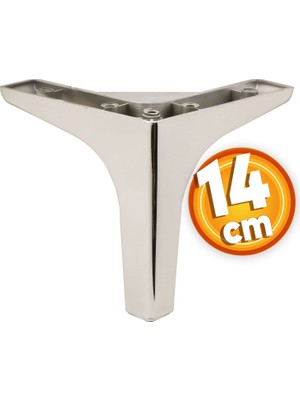 Frefly Store BADEM10 Sedef Lüks Mobilya Kanepe Sehpa Tv Ünitesi Koltuk Ayağı 14 cm Parlak Krom Baza Ayak