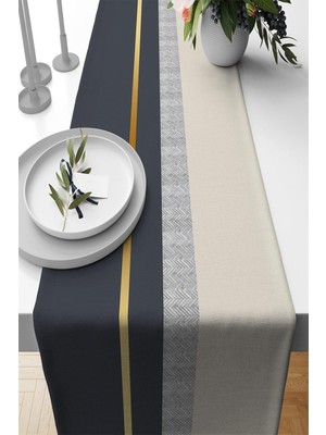 Frefly Store Viva Home Antrasit Dokuma Leke Tutmaz Premium Tay Tüyü Kumaş Masa Örtüsü Runner 40X140CM RNR484
