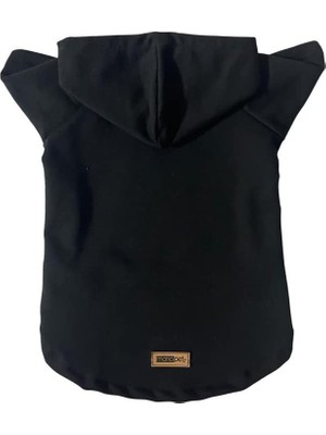 Frefly Store Monopetz Kapişonlu Sweatshirt Köpek ve Kedi Kıyafeti & Elbisesi - Düz Siyah Xl Beden