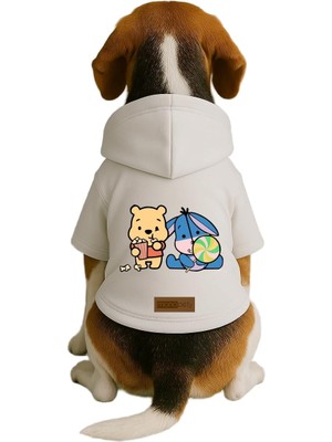 Frefly Store Monopetz Baskılı Içi Polarlı Köpek ve Kedi Kıyafeti & Elbisesi - Beyaz Renk Kapüşonlu Hoodie B9CAB, L