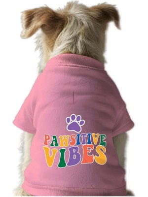 Frefly Store Mpz Pets Kedi ve Köpek Kıyafeti & Elbisesi Pembe Sweatshirt Pawsitive Vibes Xs