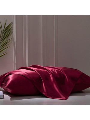 Frefly Store Ipeksi Zarafet | Ipek Saten Yastık Kılıfı Seti - 50X70 cm | Lüks Konfor ve Şıklık (Kırmızı, Standart)