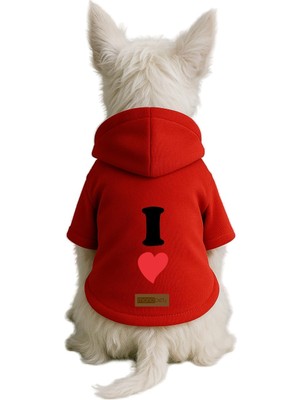 Frefly Store Monopetz Baskılı Içi Polarlı Köpek ve Kedi Kıyafeti & Elbisesi - Kırmızı Renk Kapüşonlu Hoodie B60B1 6xl