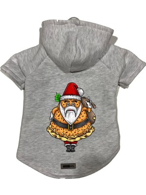 Frefly Store Monopetz Kapişonlu Polar Sweatshirt Köpek ve Kedi Kıyafeti & Elbisesi - Gri Pizza Baba Xl Beden