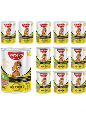 Frefly Store Peteko Yavru Köpek Tavuklu Pate 400 gr x 12 Adet