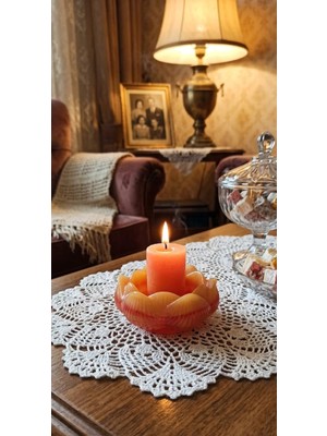 Frefly Store Turuncu Mum, Çiçek Şeklinde Mumluk Ile, Vintage Tarz, Masa Dekorasyonu Için, Romantik Atmosfer