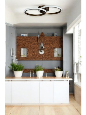 Frefly Store Legacy Jolly Modern Tasarım Kahverengi Salon - Mutfak - Hol Beyaz LED 2 Li Avize Kahverengi 45 x 20