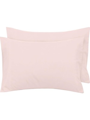 Frefly Store Teksnil Home Düz Pamuklu 2’li Somon Yastık Kılıfı 50 x 70 cm Kapaklı