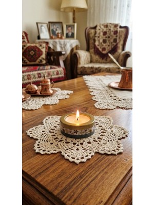 Frefly Store El Yapımı Reçine Mumluk, Tealight Mum Uyumlu, Ahşap Masa Dekorasyonu Için Doğal Reçine Şamdan