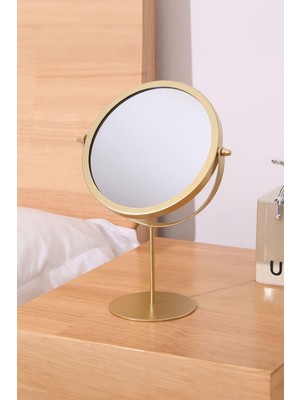 Frefly Store Masa Üstü 14,5 cm Tek Taraflı Gold Yuvarlak Dönen Metal Masa Aynası CIN895SR