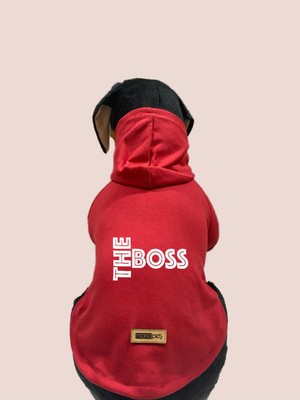 Frefly Store Monopetz Kapişonlu Sweatshirt Köpek ve Kedi Kıyafeti - Kırmızı The Boss Xl Beden