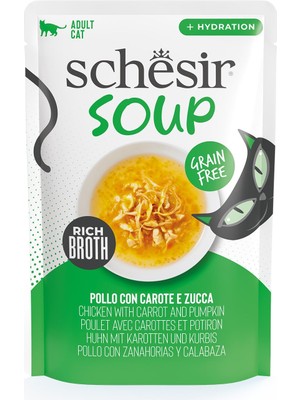 Frefly Store Schesir Soup Tavuk ile Bal Kabağı Yetişkin Kedi Çorbası Pouch 40G