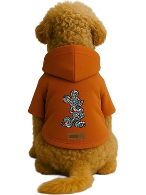 Frefly Store Monopetz Baskılı Içi Polarlı Köpek ve Kedi Kıyafeti & Elbisesi - Turuncu Renk Kapüşonlu Hoodie BD84B S