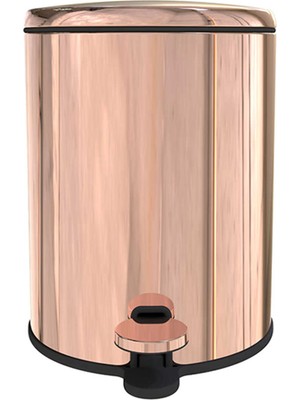 Primanova Cigo 6 Lt Yumuşak Kapanan Pedallı Banyo Mutfak Ofis Çelik Çöp Kovası - Rose Gold & Iç Kısım Siyah
