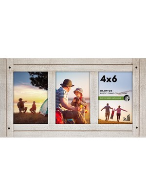 Frefly Store Americanflat 10X15 cm Üçlü Fotoğraf Çerçevesi, Cilalı Kristal Berraklığında Cam, Hampton Koleksiyonu, Titrek Kavak Beyazı Ahşap Kolaj Fotoğraf Çerçevesi Masaüstü ve Duvar Sergilemesi Için