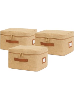 Frefly Store Ocean Home Textile 3'lü Küçük Boy Jüt Hurç Set 30 x 22 x 18 cm