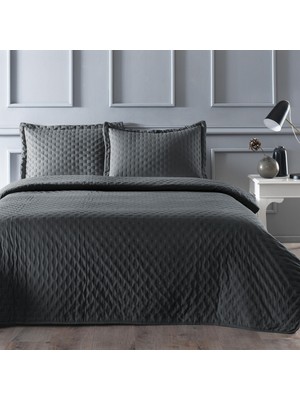 Frefly Store Linens Gardenia Çift Kişilik Yatak Örtüsü Seti Antrasit