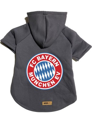 Frefly Store Monopetz Kapişonlu Polar Sweatshirt Köpek ve Kedi Kıyafeti & Elbisesi - Antrasit Bayern München M Beden
