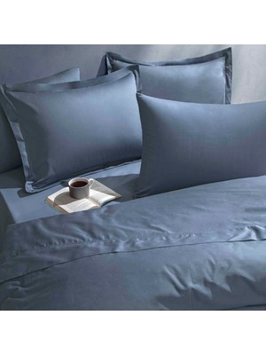 Frefly Store Linens Mix&match Pamuk Saten 2'li Standart Yastık Kılıfı Seti Indigo