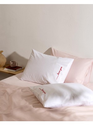 Frefly Store COEUR%100 Pamuk 2'li Yastık Kılıfı - Beyaz/kırmızı