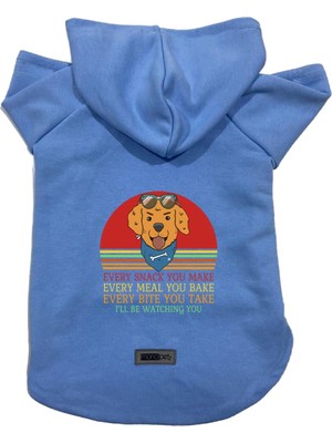 Frefly Store Monopetz Kapişonlu Polar Sweatshirt Köpek ve Kedi Kıyafeti & Elbisesi Mavi Every Snack You Make M