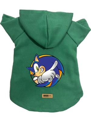 Frefly Store Monopetz Kapişonlu Polar Sweatshirt Köpek ve Kedi Kıyafeti & Elbisesi Yeşil Sonic M