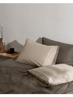Frefly Store MODENA%100 Pamuk 2'li Yastık Kılıfı - Bej/beyaz