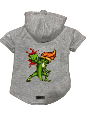 Frefly Store Monopetz Kapişonlu Polar Sweatshirt Köpek ve Kedi Kıyafeti & Elbisesi Gri Brush Fighter Xl