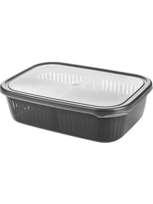 Frefly Store Aes Home 2 Adet 4 Bölmeli Süzgeçli Sızdırmaz Saklama Kabı- Zeytinlik Turşuluk Organizer 3,2 Litre