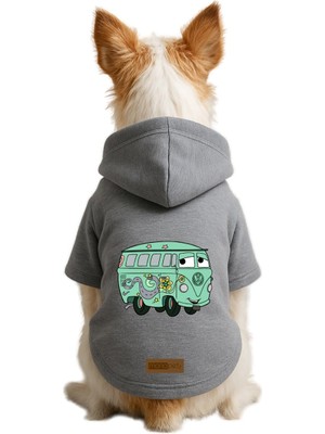 Frefly Store Monopetz Baskılı Içi Polarlı Köpek ve Kedi Kıyafeti & Elbisesi - Gri Renk Kapüşonlu Hoodie B7399, L