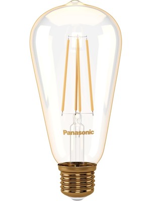 Frefly Store Panasonic E27 Dim Edilebilir Filaman ST64 Lamba 7W 630LM 2000K Gold