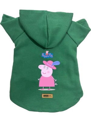 Frefly Store Monopetz Kapişonlu Polar Sweatshirt Köpek ve Kedi Kıyafeti & Elbisesi Yeşil Peppa Pig S