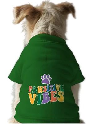 Frefly Store Mpz Pets Kedi ve Köpek Kıyafeti & Elbisesi Yeşil Sweatshirt Pawsitive Vibes Xs
