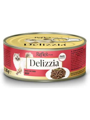 Frefly Store Reflex Plus Delizzia Sos Içinde Parça Etli Dana Etli Yetişkin Kedi Maması 85 Gram