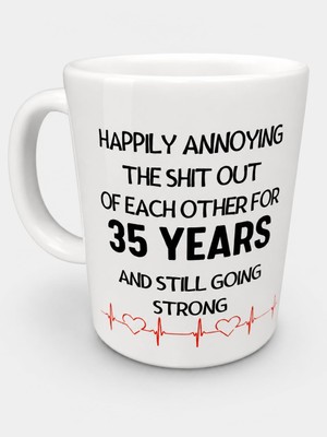 Frefly Store 35. Yıl Evlilik Kupası – Komik Çift Kahve Kupası, Anniversary Mug, Seramik Baskılı Hediye Kupa, Eşler Için Eğlenceli Tasarım