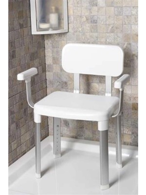 Primanova Cappadocia Paslanmaz Alüminyum Sırt ve Kol Destekli Yaşlı Engelli Banyo Sandalyesi (130 kg Kapasite)