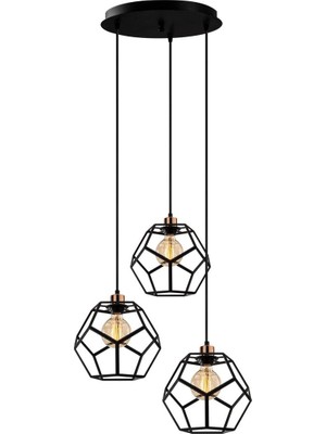 Frefly Store Amber LED Şık Metal Gövdeli Avize, Mutfak ve Salon Için E27 Uyumlu, SIYAH-105