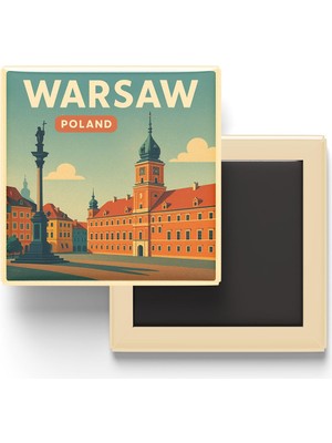 Frefly Store Varşova Polonya - Eski Şehir Meydanı - Baskılı Buzdolap Magneti Kare 9x9 cm