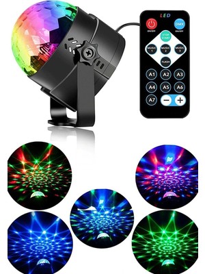 Frefly Store Kumandalı Sese ve Müziğe Duyarlı Ledli Disko Topu, 7 Renk, Dekoratif LED Aydınlatma