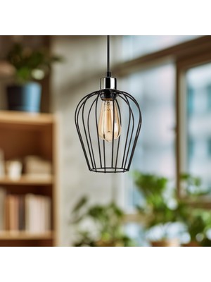 Frefly Store Kvazar Siyah Tekli Tel Sarkıt Aydınlatma, Ev, Ofis, Cafe, Restoran Avizeleri, E27 Duy