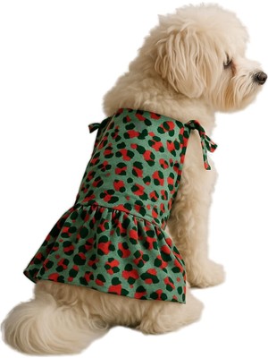 Frefly Store Mpz Pets Kedi ve Köpek Kıyafeti & Elbisesi Leoparlı Fırfırlı Elbise Lacivert Xl