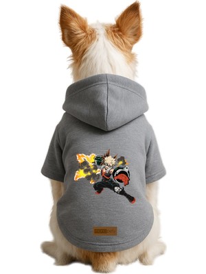 Frefly Store Monopetz Baskılı Içi Polarlı Köpek ve Kedi Kıyafeti & Elbisesi - Gri Renk Kapüşonlu Hoodie B1144, Xl