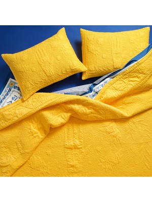 Frefly Store Uttar Sarı Çift Kişilik Pamuk Saten Yatak Örtüsü Seti