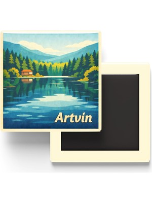 Frefly Store Artvin - Karagöl - Baskılı Buzdolap Magneti Kare - 9x9 cm
