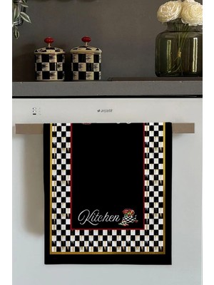 Frefly Store Viva Home Siyah Dama Desen Fırın Mutfak Havlusu 30X50CM